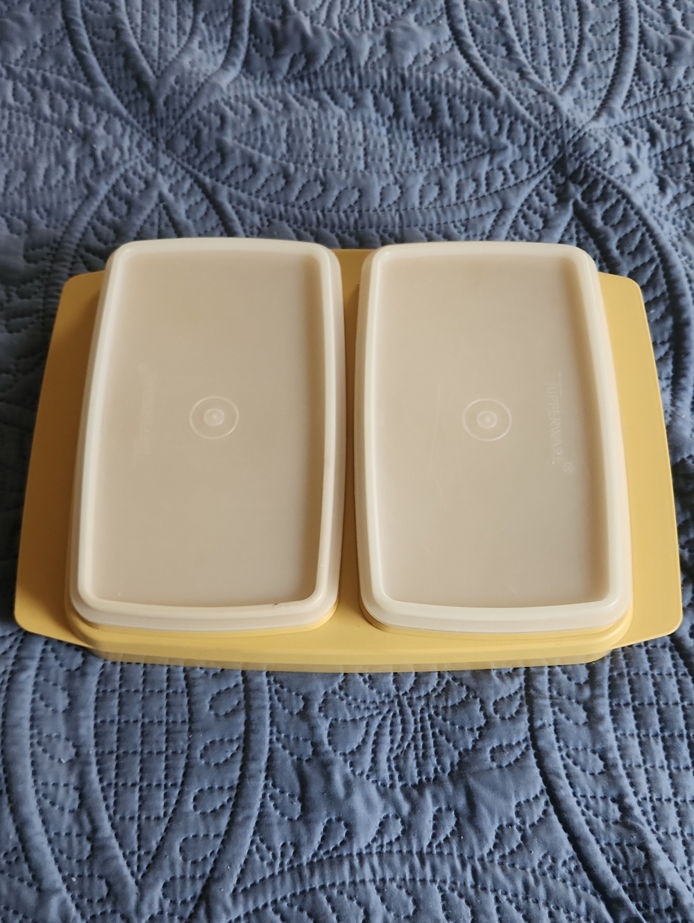 Lot Of 2 Harvest Gold Vintage Tupperware Containers Deviled Egg/Divided Deli - Picture 5 of 8